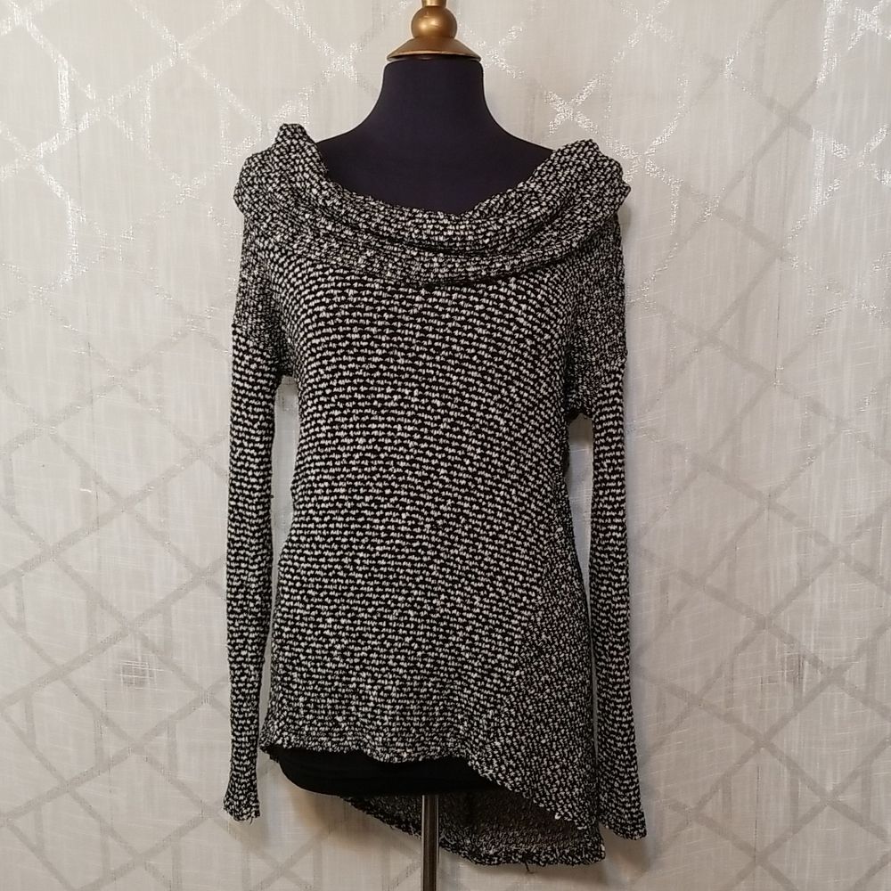 Jessica Simpson Maternity Sweater Top Black Marbled Off Shoulder Size XL